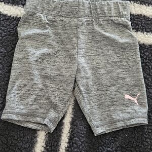 Puma Kids Heather Gray Shorts with Pink Logo